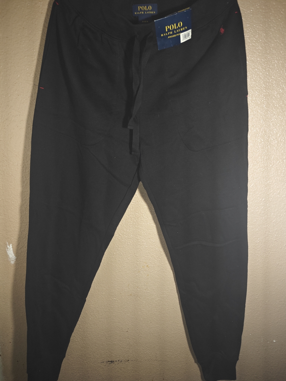 Polo by Ralph Lauren Black Jogger Sweatpants with Red Pony